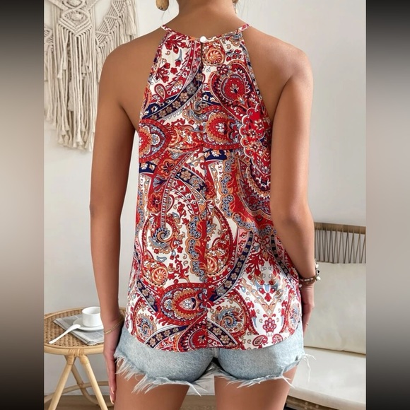 Boho paisley floral print halter - Picture 3 of 7